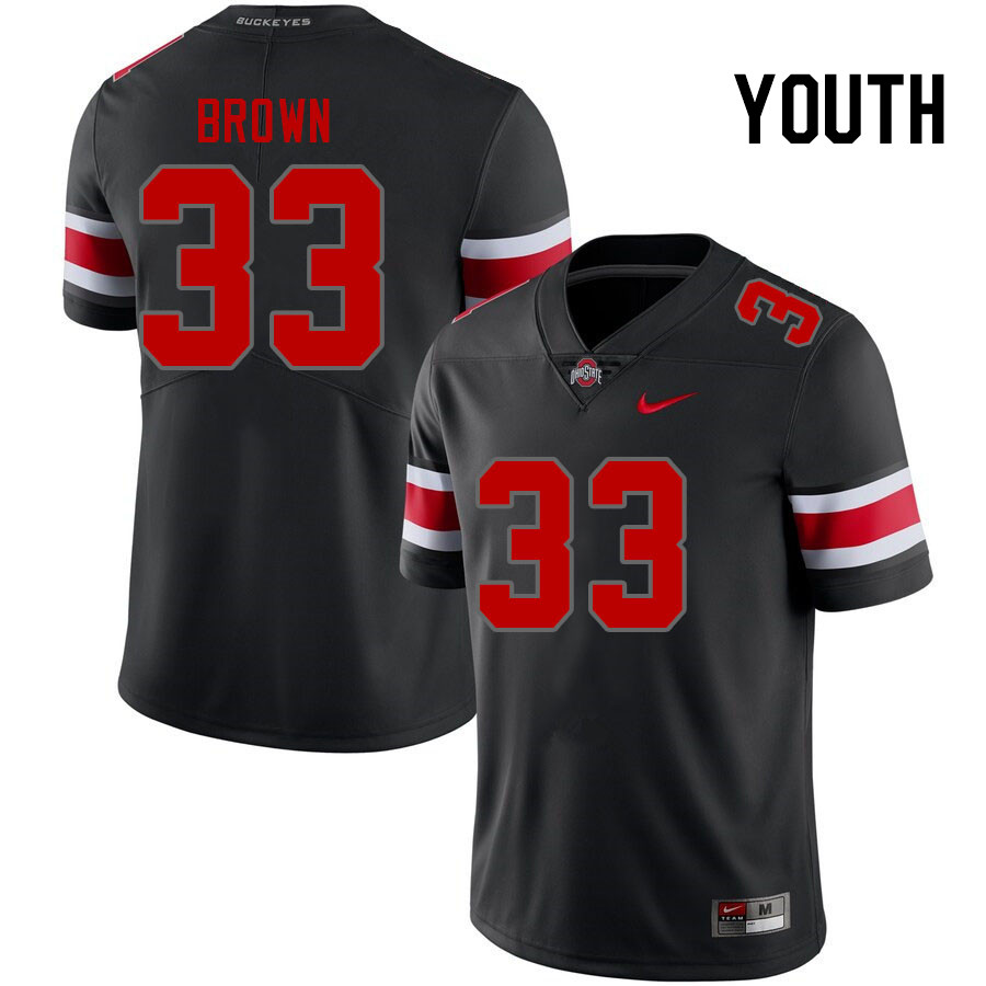 Ohio State Buckeyes Devin Brown Youth #33 Blackout Authentic Stitched College Football Jersey